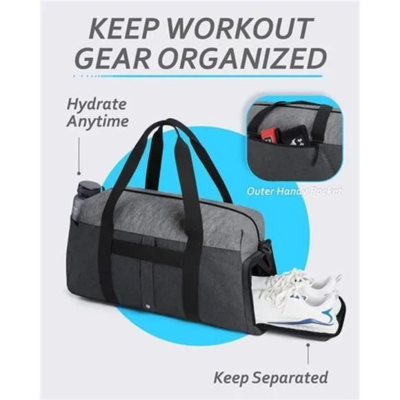 New Foldable Sports Duffle Bag Grey - Picture 5 of 7